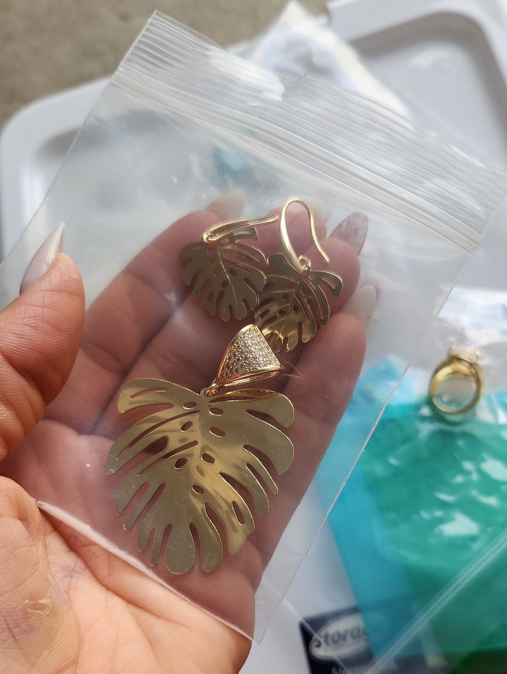 Gold  Plated Monstera Leaf Dangle Earrings - Elegant Women’s Jewelry